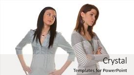  Presentation with dispute - Audience pleasing PPT theme consisting of bickering - two young women eingeschnappt backdrop and a light gray colored foreground