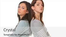  Presentation with dispute - Theme consisting of bickering - two young women eingeschnappt background and a light gray colored foreground