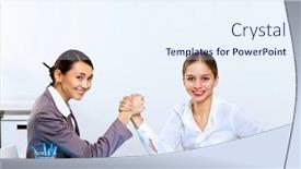  Presentation with wrestling - Amazing presentation having two young women in business wear arm wrestling in office backdrop and a sky blue colored foreground