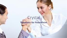  Presentation with wrestling - Colorful slides enhanced with two young women in business wear arm wrestling in office backdrop and a sky blue colored foreground