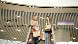  Presentation with elevator - Presentation consisting of two-young-women-in-casualwear background and a coral colored foreground