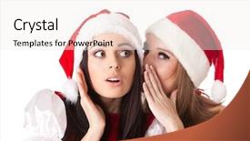  Presentation with costume - PPT theme enhanced with two young women in santa background and a  colored foreground