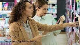  Presentation with beauty shop - Colorful PPT theme enhanced with two-young-women-in-smart backdrop and a coral colored foreground