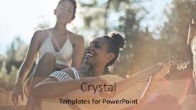  Presentation with sing - Slide deck enhanced with two-young-women-play background and a coral colored foreground