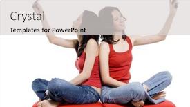  Presentation with cameras - Colorful slides enhanced with two young women take their pictures using the digital cameras on their mobile phones backdrop and a light gray colored foreground