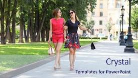  Presentation with walking young wild jaguar - Amazing presentation design having two young women walking backdrop and a sky blue colored foreground
