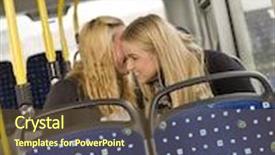  Presentation with bus - Presentation theme having two young women whispering secrets on the bus background and a tawny brown colored foreground