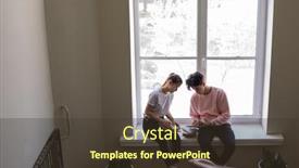  Presentation with youthful - Presentation theme having two-youthful-students-in-casualwear background and a tawny brown colored foreground