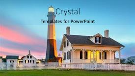  Presentation with lighthouse - Beautiful slide set featuring tybee-island-georgia-usa backdrop and a light blue colored foreground