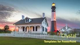  Presentation with lighthouse - Amazing presentation theme having tybee-island-georgia-usa backdrop and a tawny brown colored foreground