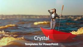  Presentation with woman in sea - Slide deck having tyhoon - cute woman travels by sea background and a tawny brown colored foreground