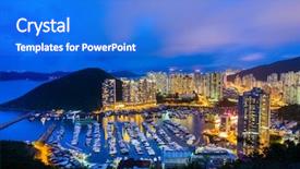  Presentation with typhoon - PPT theme with tyhoon - typhoon shelter in hong kong background and a cobalt blue colored foreground