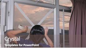  Presentation with typhoon - Amazing presentation theme having tyhoon - woman stick tape on window backdrop and a gray colored foreground