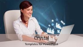  Presentation with call out diagrams - Cool new slide deck with type communication - pretty woman sitting at desk backdrop and a  colored foreground