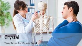  Presentation with skeleton - Audience pleasing PPT layouts consisting of type of injury on skeleton backdrop and a light blue colored foreground
