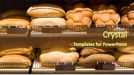  Presentation with bakery - PPT theme featuring type on shelf bakery shop background and a tawny brown colored foreground