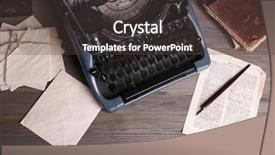  Presentation with retro - Presentation consisting of type writer - retro typewriter on wooden background background and a dark gray colored foreground