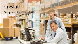  Presentation with working together - Audience pleasing slide set consisting of types business organisation - warehouse managers working together backdrop and a  colored foreground