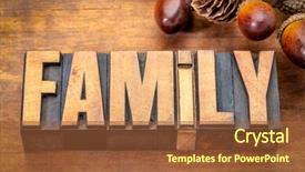  Presentation with wood board - Slide deck consisting of types families - family word in vintage letterpress background and a tawny brown colored foreground
