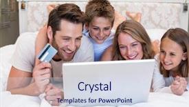  Presentation with bed - Amazing slide set having types families - happy family on the bed backdrop and a sky blue colored foreground