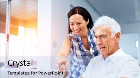  Presentation with modern - Slides consisting of types families - happy modern mature couple working background and a  colored foreground