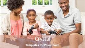  Presentation with video games playing - Amazing slide set having types families - smiling family sitting backdrop and a coral colored foreground