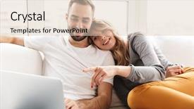  Presentation with amazing - Audience pleasing PPT theme consisting of image of amazing loving couple backdrop and a soft green colored foreground