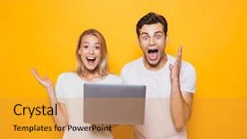  Presentation with young happy couple - PPT theme featuring  background and a  colored foreground