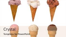 Presentation with ice cream cones - Cool new slides with types of ice cream cones backdrop and a coral colored foreground