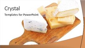  Presentation with snack gluten free food various - Colorful slides enhanced with types of solid french cheese backdrop and a white colored foreground