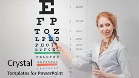  Presentation with ophthalmologist - Presentation theme consisting of typescript - cute woman doctor - ophthalmologist background and a light gray colored foreground