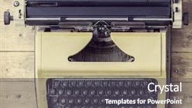  Presentation with vintage retro - Amazing PPT theme having typescript - old russian typewriter over retro backdrop and a dark gray colored foreground