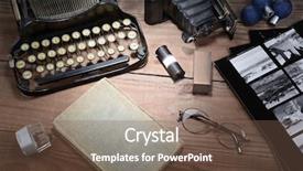  Presentation with flash - Amazing slides having typewriter folding camera loupe backdrop and a tawny brown colored foreground