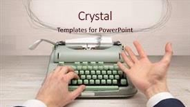  Presentation with social media - Amazing PPT theme having typewriter with doodles idea message backdrop and a lemonade colored foreground