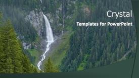  Presentation with waterfalls - PPT theme featuring typical-alpine-landscape-with-waterfalls background and a ocean colored foreground