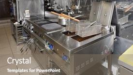  Presentation with restaurant kitchen - Colorful presentation design enhanced with typical and not too clean backdrop and a gray colored foreground