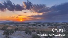  Presentation with sunset - Theme enhanced with typical-andalusian-landscape-during-sunset and a dark gray colored foreground