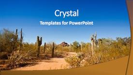  Presentation with arizona desert - Beautiful presentation theme featuring typical arizona desert landscape with cacti and clear blue sky backdrop and a teal colored foreground
