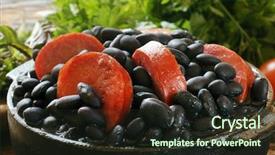  Presentation with beans - PPT theme consisting of typical brazilian dish originate background and a wine colored foreground
