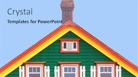  Presentation with blue sky - PPT theme featuring typical-brightly-painted-exterior background and a  colored foreground