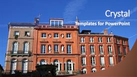  Presentation with building - Theme enhanced with typical building in toulouse france background and a teal colored foreground