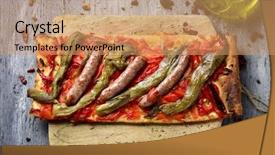  Presentation with shot - Amazing presentation theme having typical catalan savory cake similar backdrop and a coral colored foreground