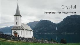  Presentation with christianity - PPT layouts having typical christianity church with cemetery in norway background and a light gray colored foreground