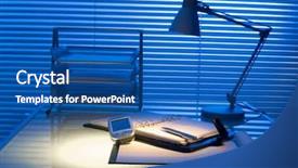  Presentation with desk - Audience pleasing PPT theme consisting of typical desk in a typical backdrop and a  colored foreground