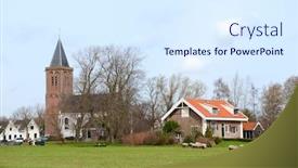  Presentation with agrarian - PPT theme having typical-dutch-agrarian-village background and a sky blue colored foreground
