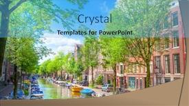  Presentation with dutch - Presentation theme featuring typical-dutch-houses-in-amsterdam background and a light blue colored foreground