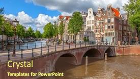  Presentation with dutch - Presentation theme having typical-dutch-houses-in-amsterdam background and a tawny brown colored foreground