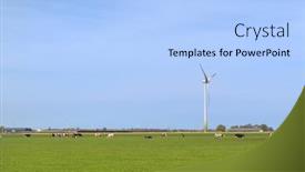  Presentation with wind turbines - Presentation theme featuring typical-dutch-landscape-with-cows background and a light blue colored foreground