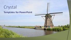  Presentation with windmills - Cool new presentation with typical-dutch-landscape-with-windmills backdrop and a sky blue colored foreground