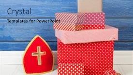  Presentation with dutch sinterklaas - Amazing presentation design having typical dutch sinterklaas holidays with gifts mitre and letter backdrop and a light blue colored foreground